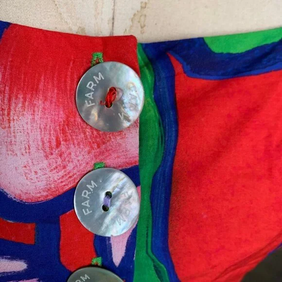 FARM Rio Tropical Bunch Crop Top Multicolored Puff Sleeves Womens Size Small - Picture 5 of 10